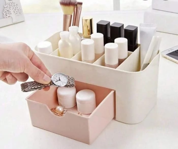 Multi-Compartment Makeup Organizer Box with Drawer