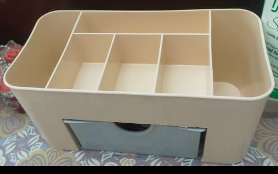 Multi-Compartment Makeup Organizer Box with Drawer