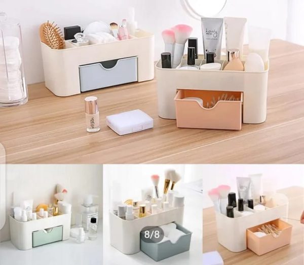 Multi-Compartment Makeup Organizer Box with Drawer